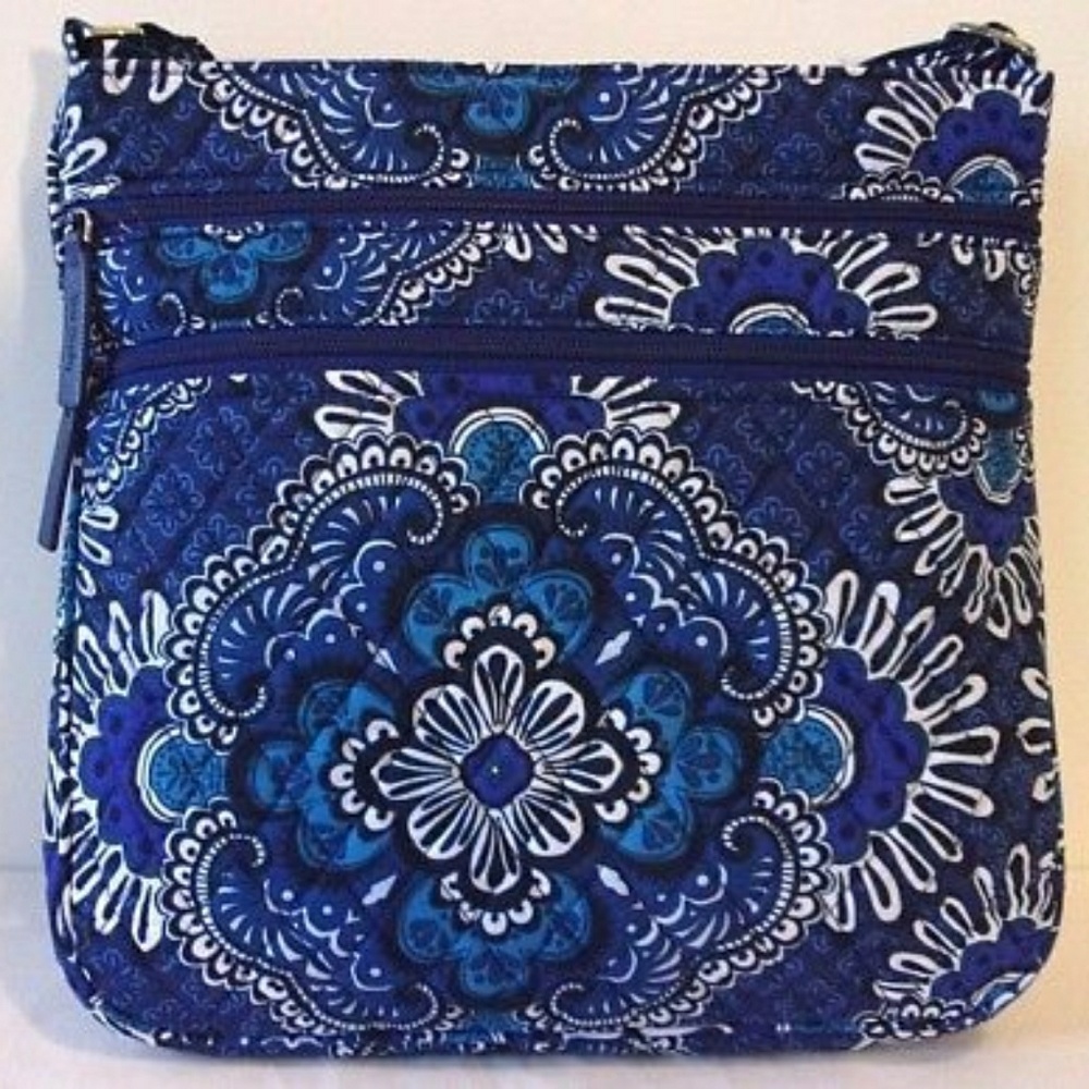 VERA BRADLEY TRIPLE ZIP HIPSTER BLUE TAPESTRY